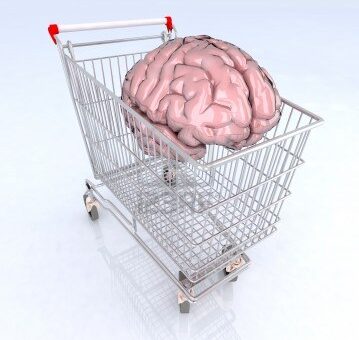 nákupný košík s mozgom