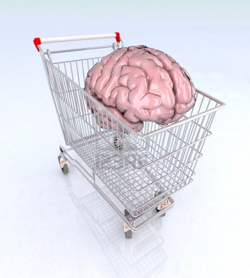 nákupný košík s mozgom